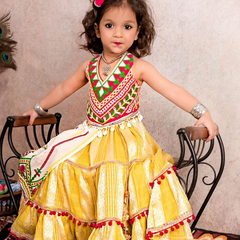 Methi Yellow Maharani Baby Girl Chaniya Choli