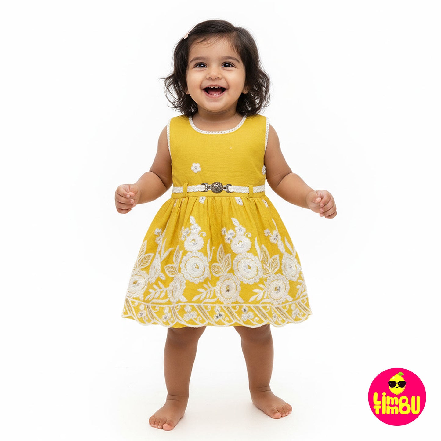 1458 Cotton Frock - Yellow