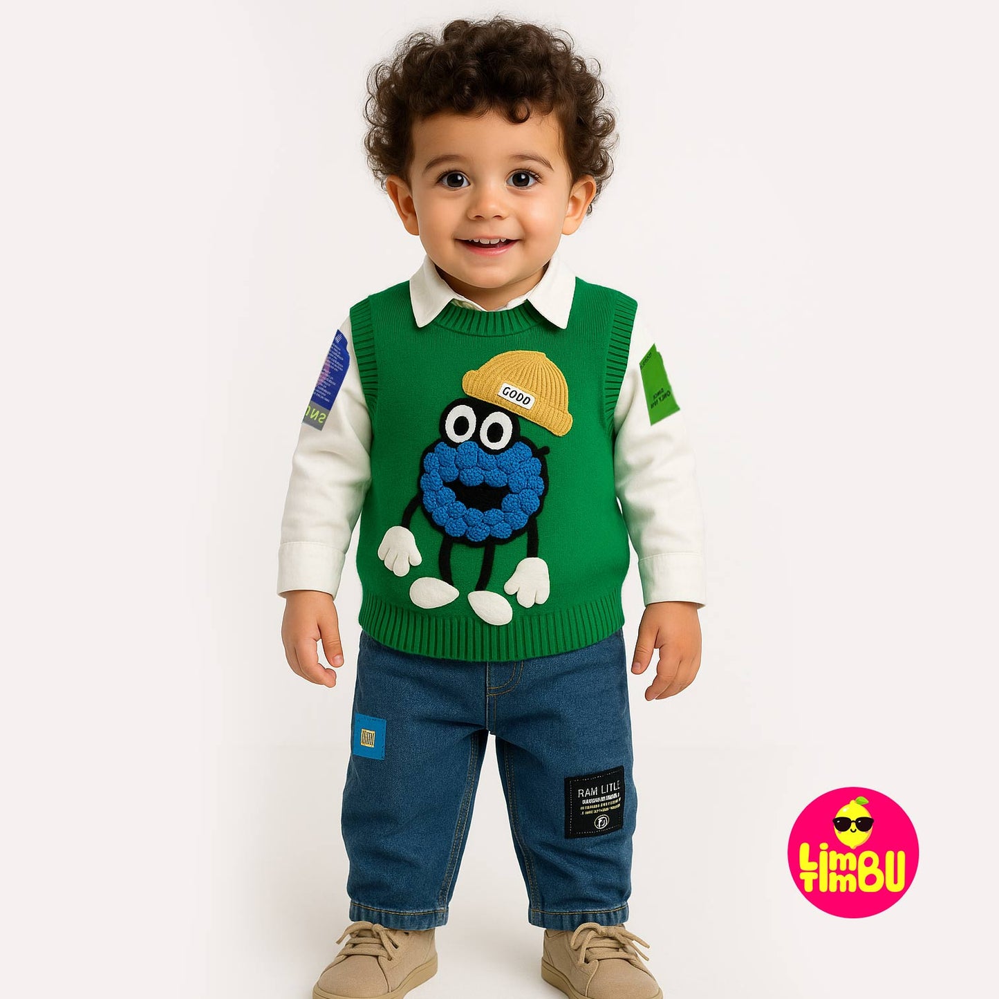 Limbu Timbu - Dark Green Sleeveless Jacket Casual 3 pc Set