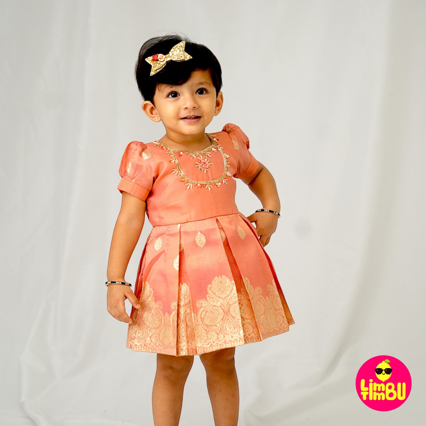 Limbu Timbu - Peach Traditional Tissue Frock