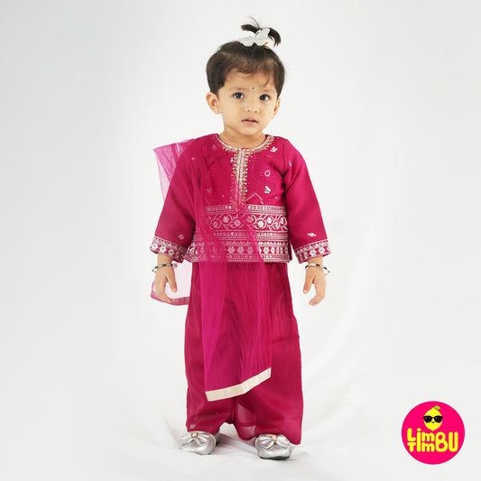 Limbu Timbu -Traditional Palazo Set Rani Pink