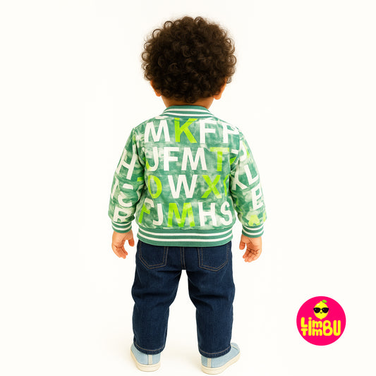 Limbu Timbu - Loose Fit Green Printed Casual 3 pc Set for boy