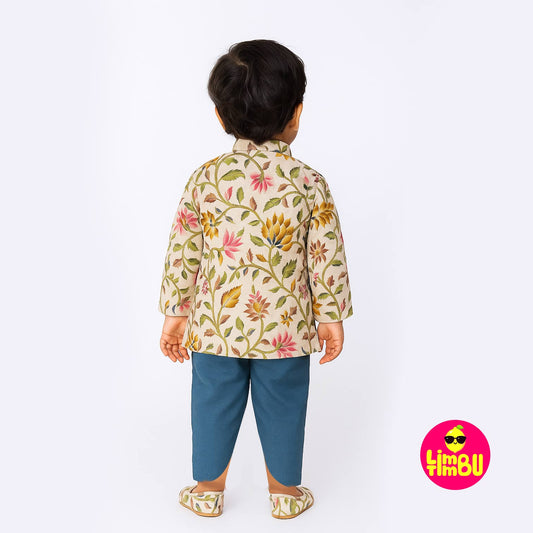 Limbu Timbu -Traditional Printed Grey Kurta Set