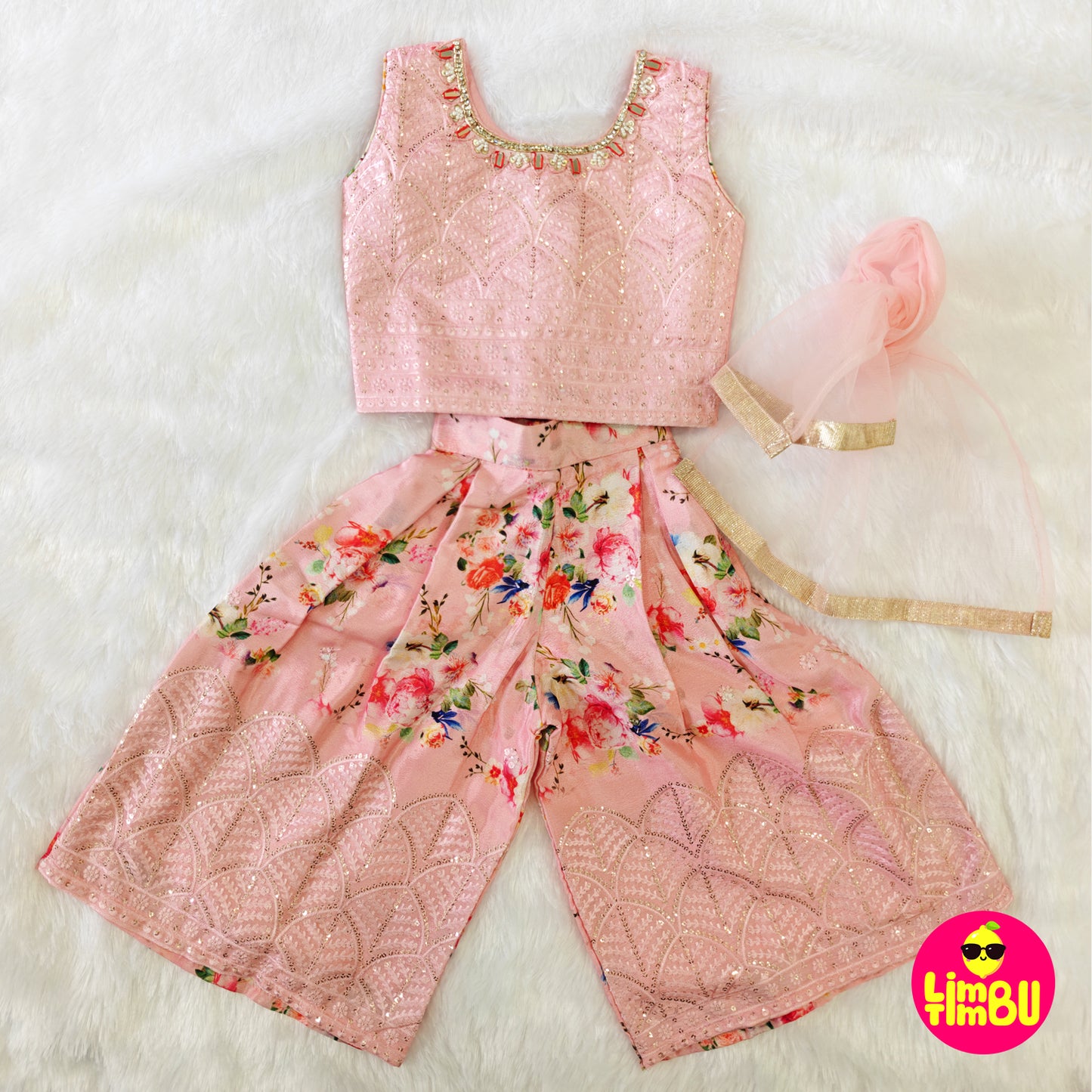 Limbu Timbu -Traditional Palazo Set Baby Pink