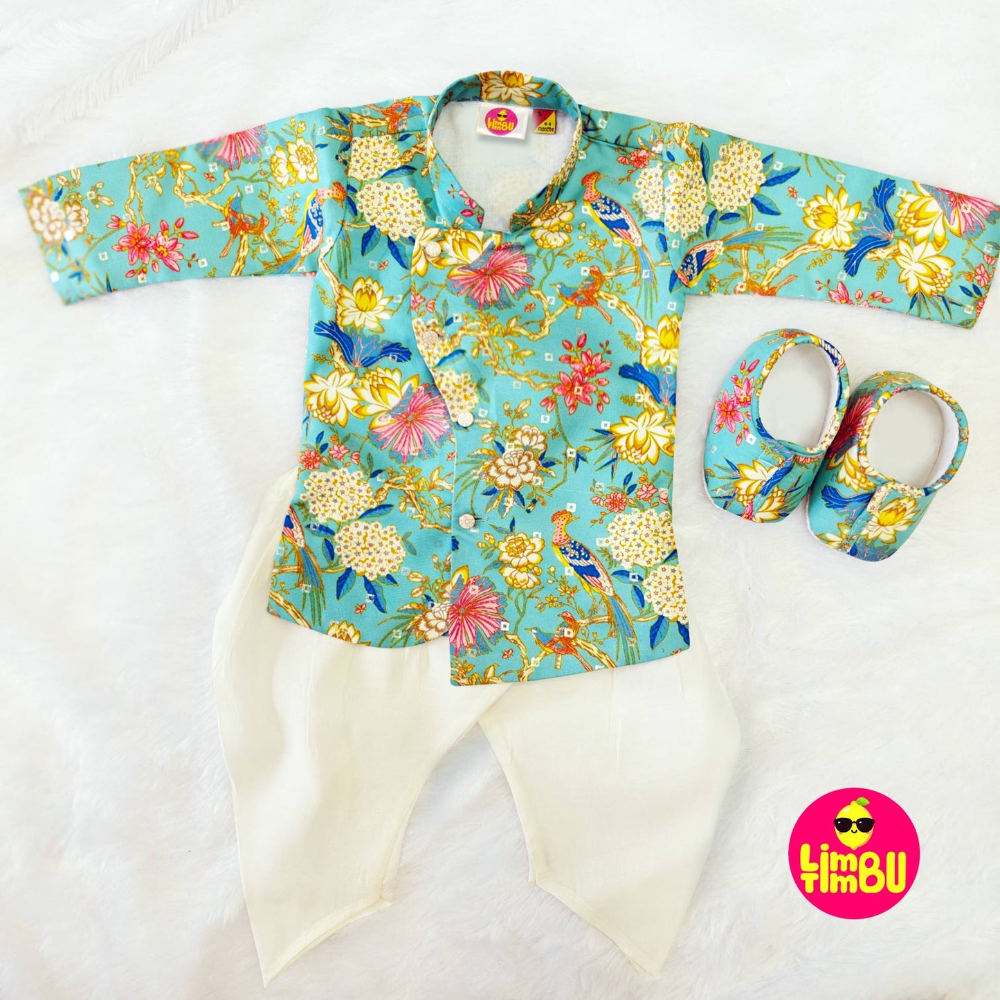 Limbu Timbu -Traditional Printed Pista Kurta Set