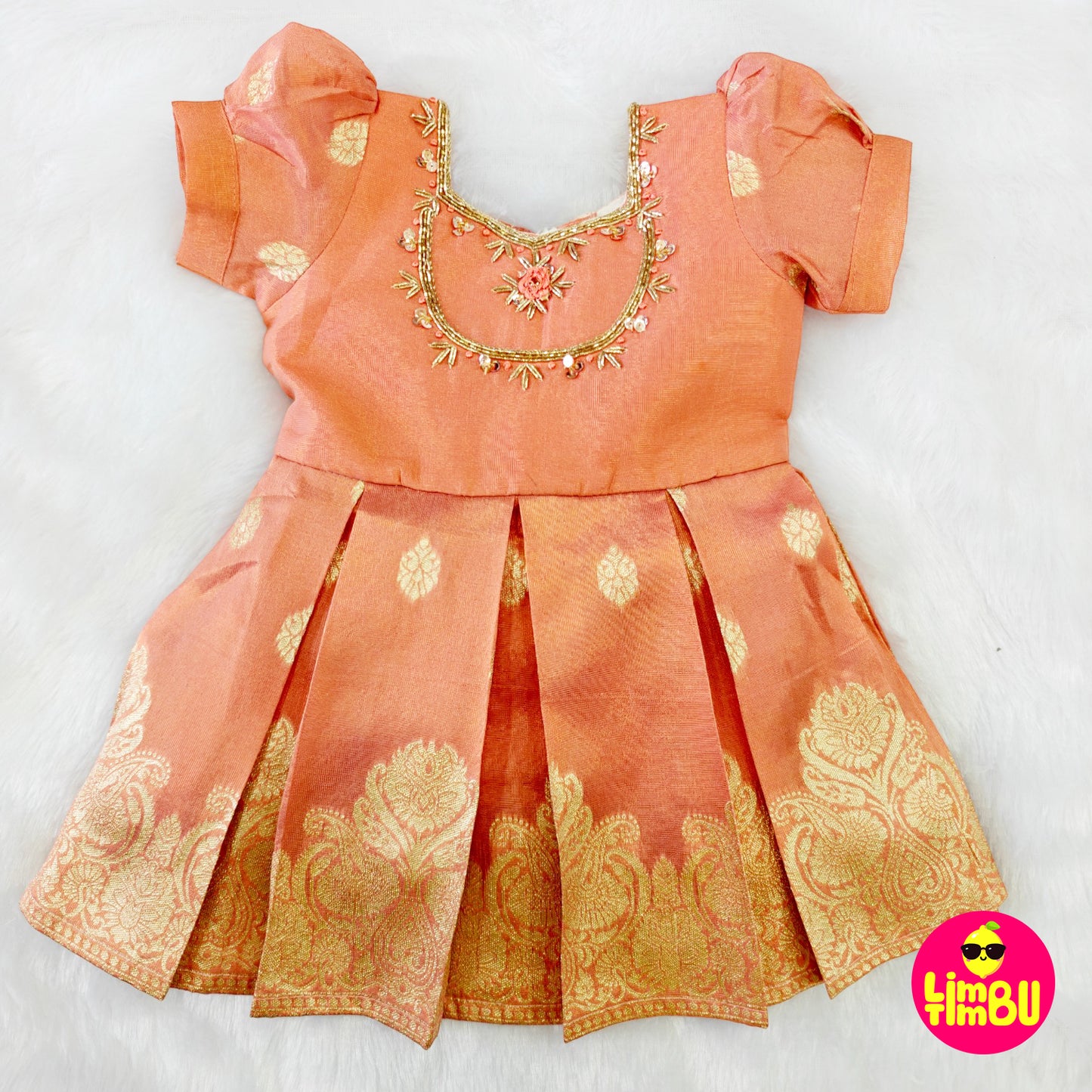 Limbu Timbu - Peach Traditional Tissue Frock
