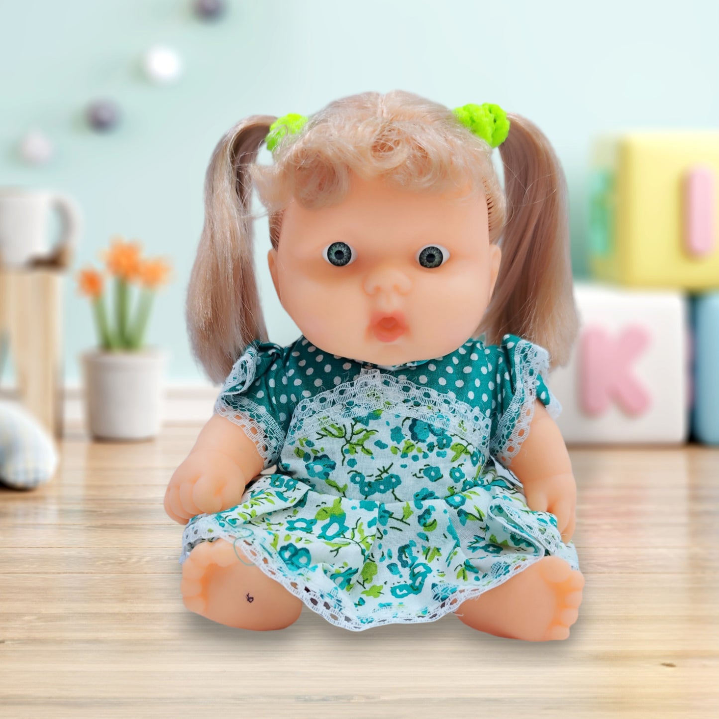 Green Frock Realistic Doll Girl