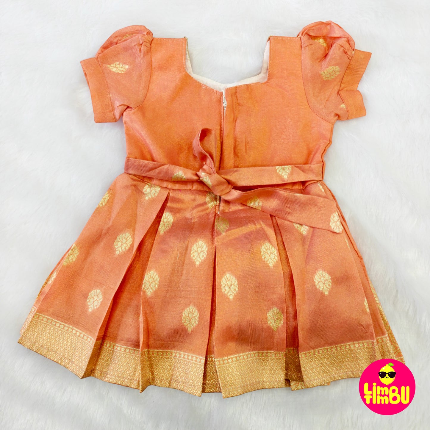 Limbu Timbu - Peach Traditional Tissue Frock