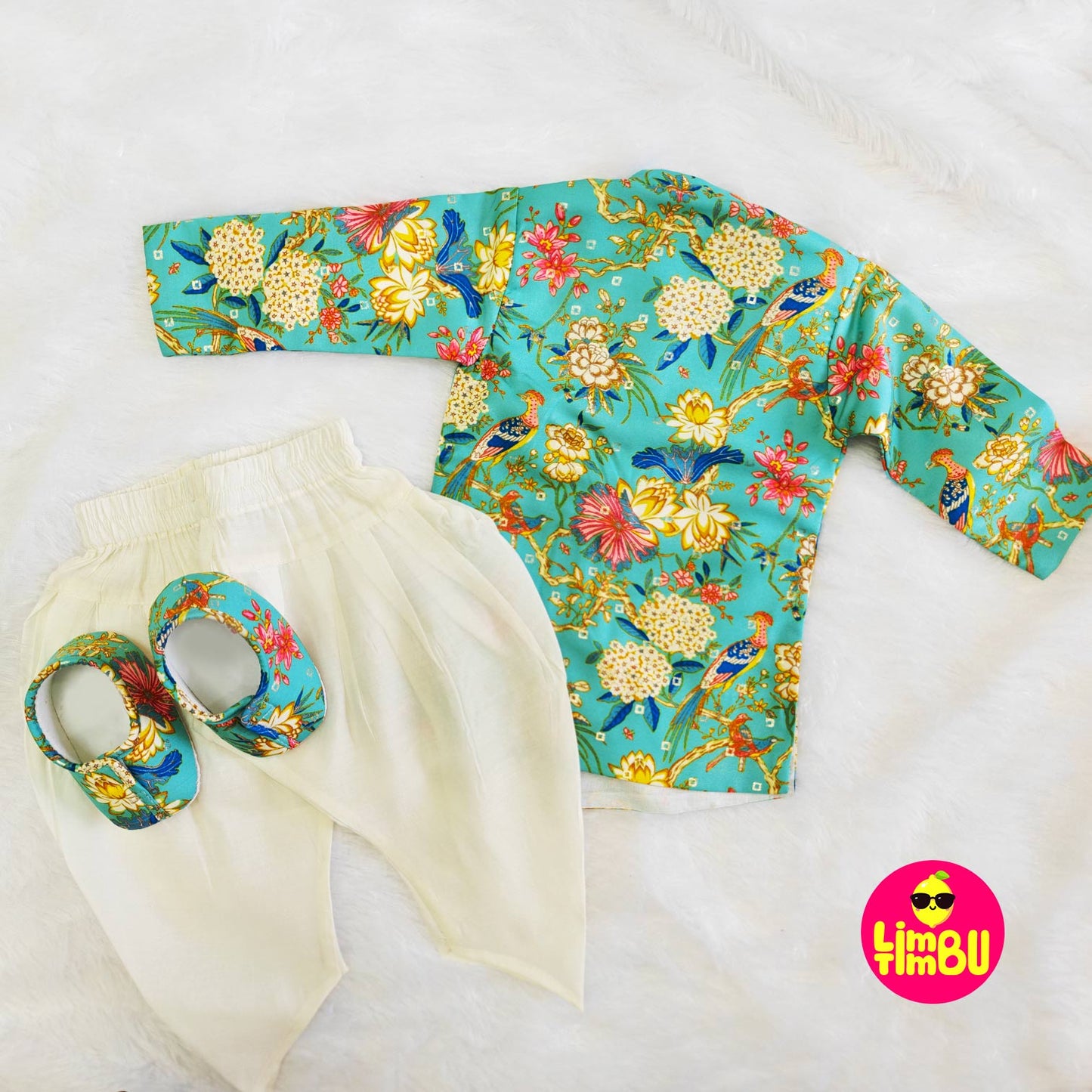 Limbu Timbu -Traditional Printed Pista Kurta Set