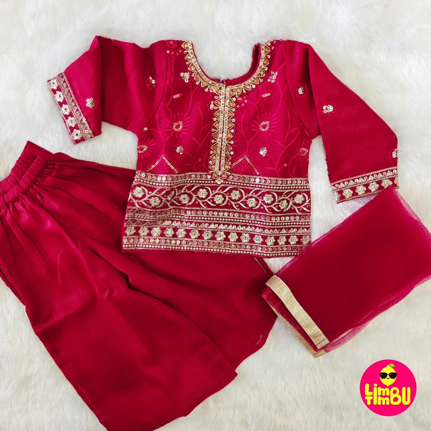 Limbu Timbu -Traditional Palazo Set Rani Pink