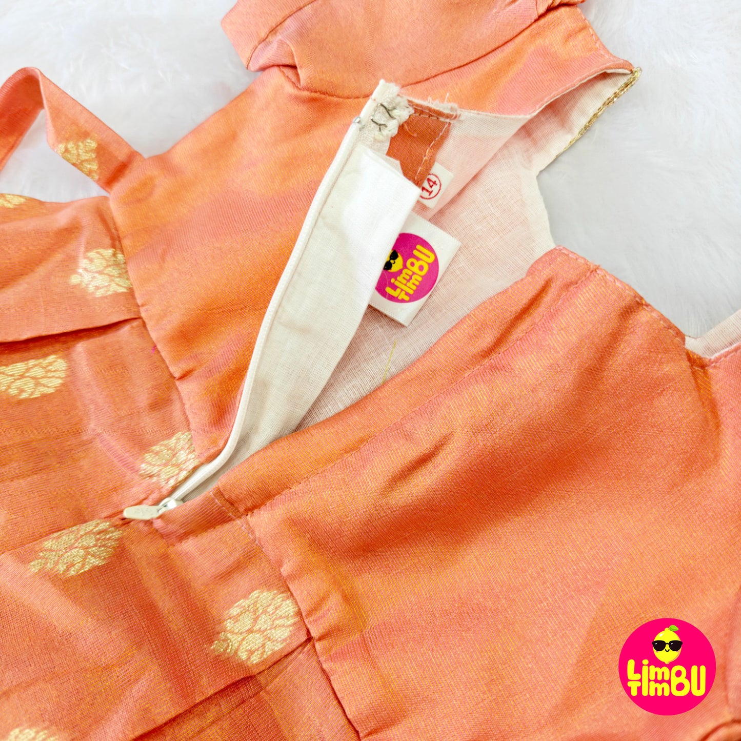 Limbu Timbu - Peach Traditional Tissue Frock