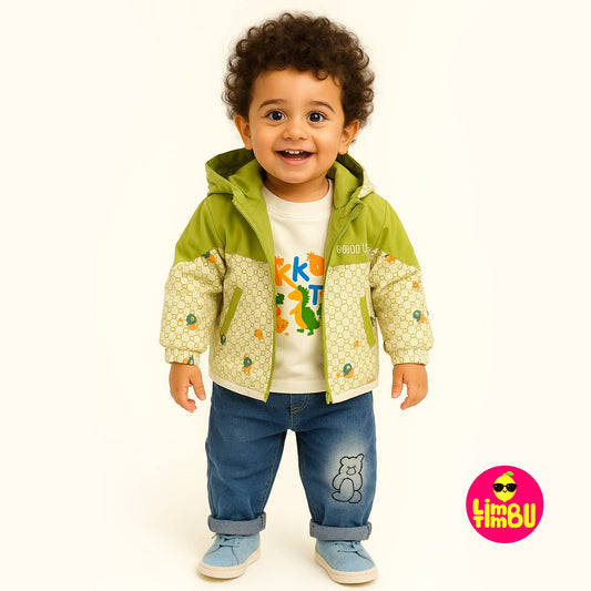 Limbu Timbu - Loose Fit Olive Green Casual 3 pc Set for boy