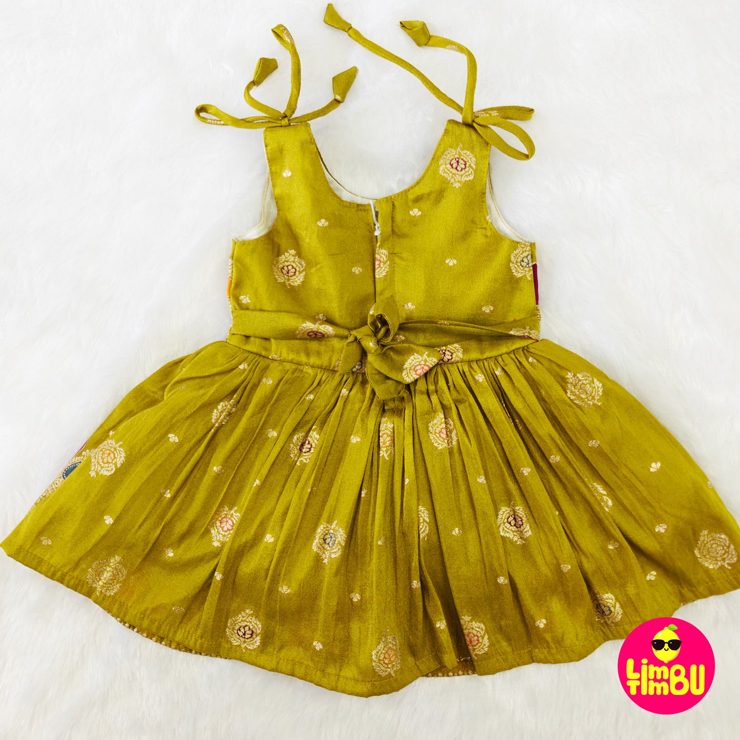 Limbu Timbu - Green Traditional Tissue Frock