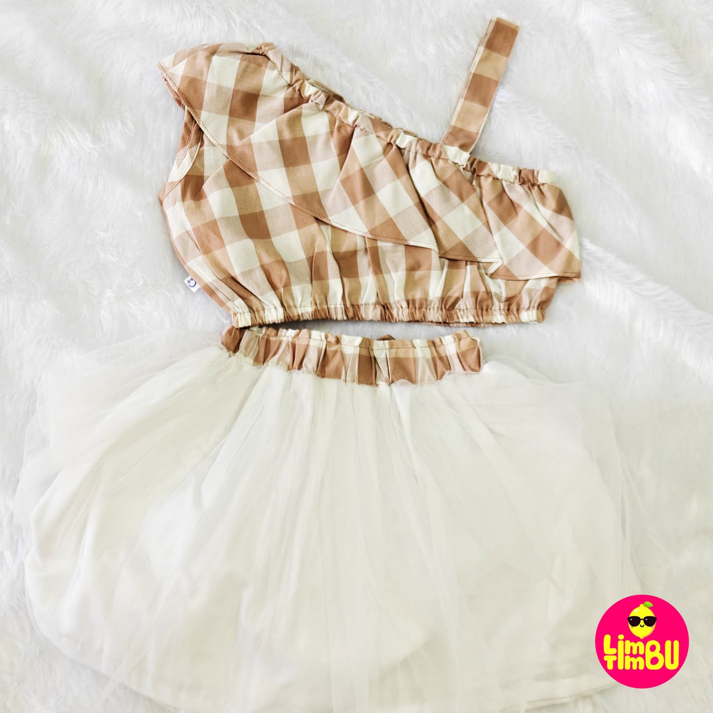 KF2013 Net skirt top-Coffee