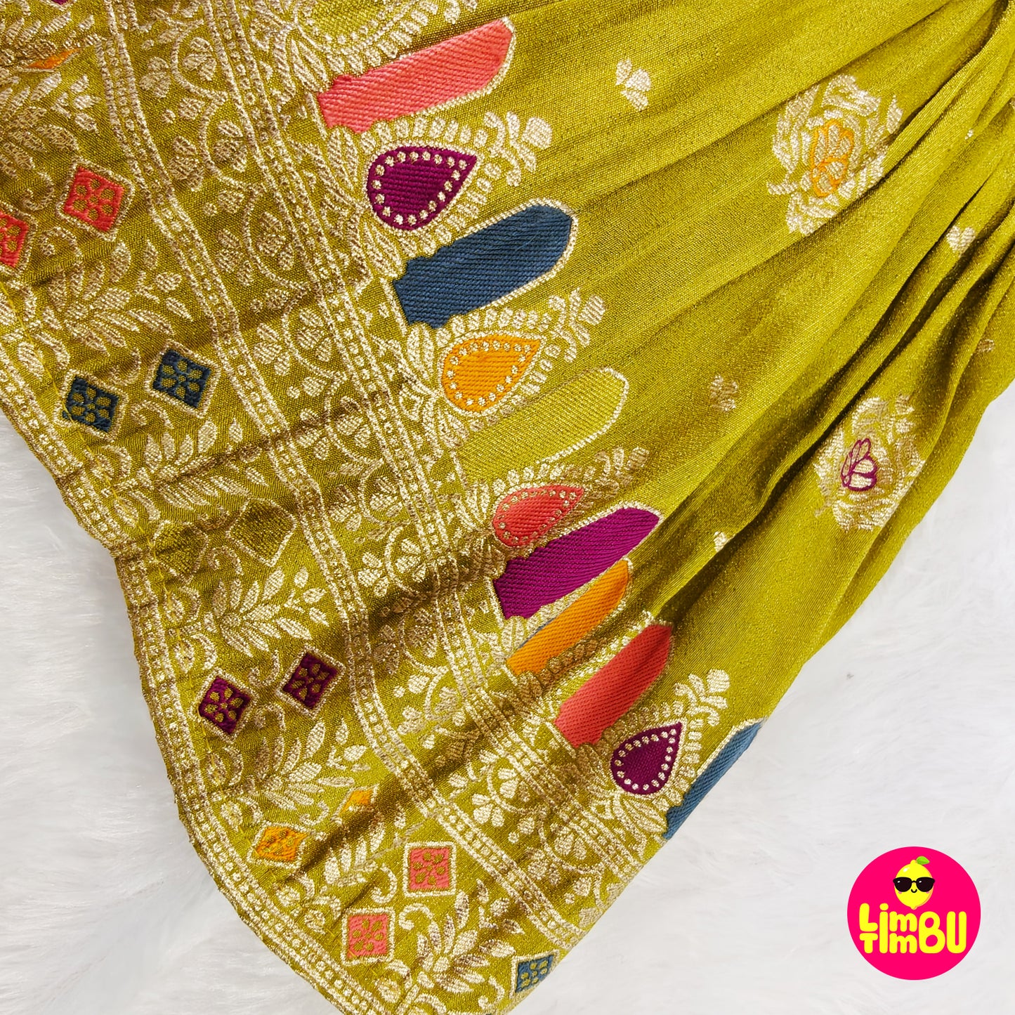Limbu Timbu - Green Traditional Tissue Frock