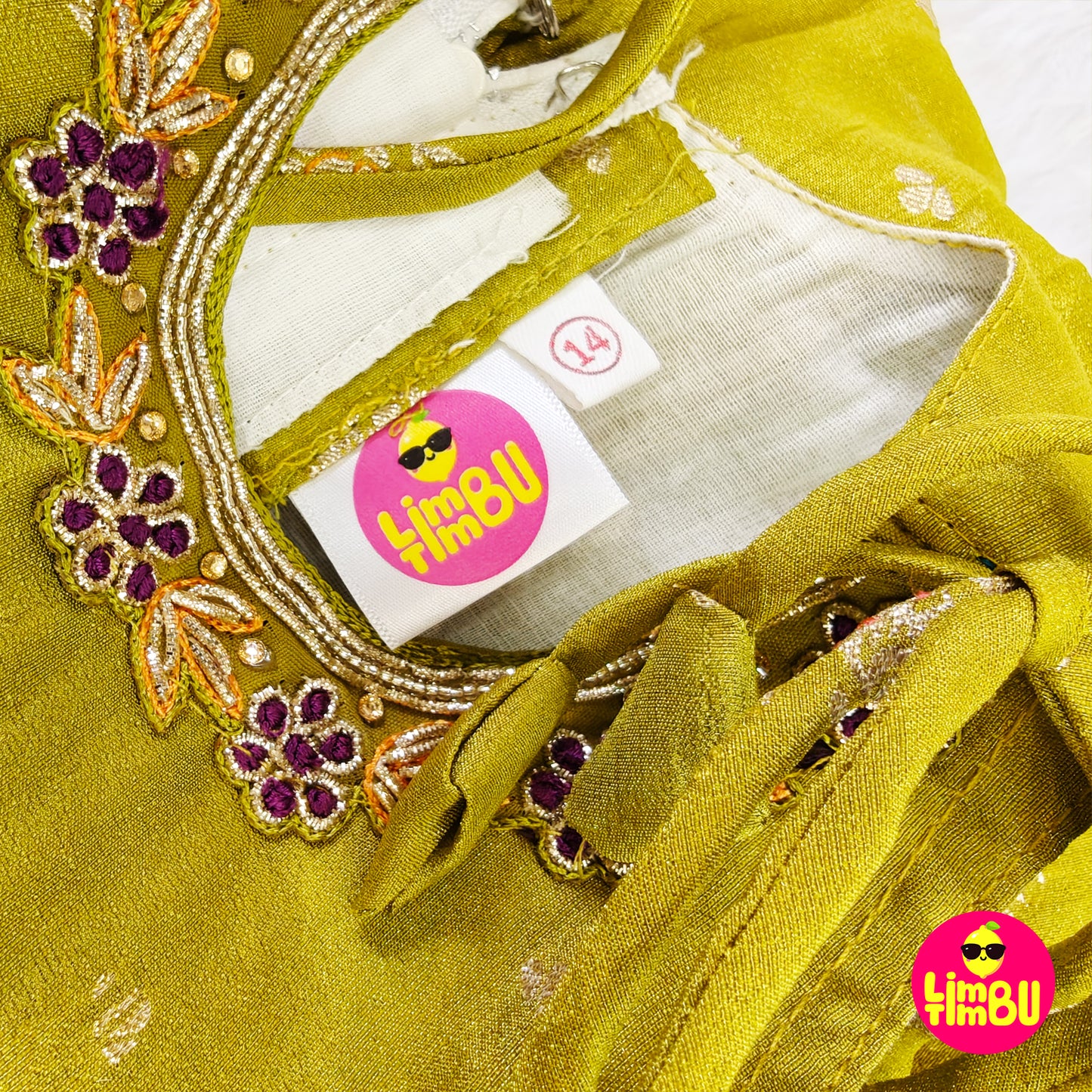 Limbu Timbu - Green Traditional Tissue Frock