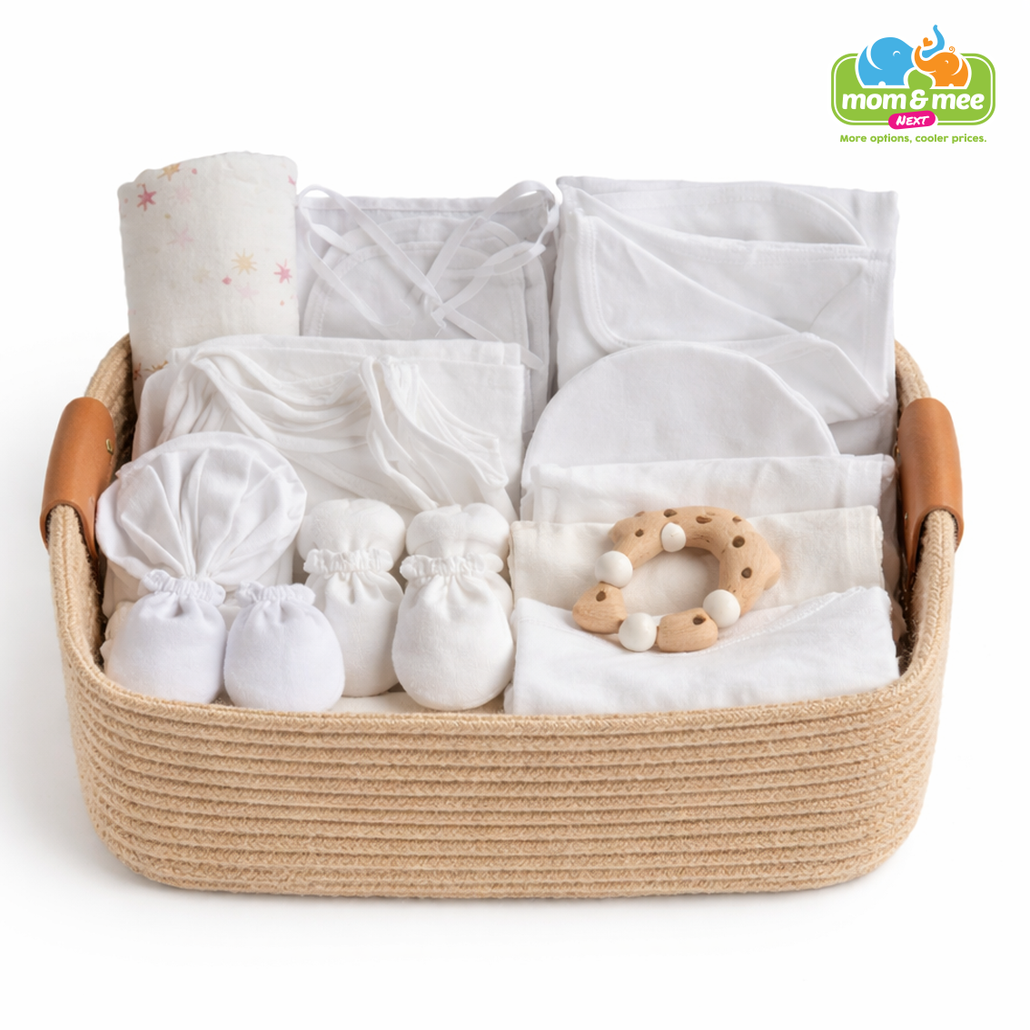 White Hosiery Cotton New Born Baby Essentials Advance Hospital Set- 19 Items